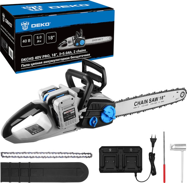 Пила цепная аккумуляторная Deko Dkchs 40v Pro / 085-2020- фото