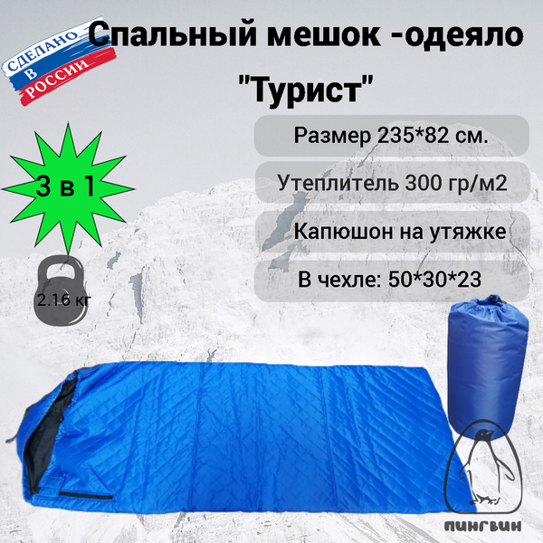 Спальный мешок Пингвин Shelters Турист 300гр- фото5