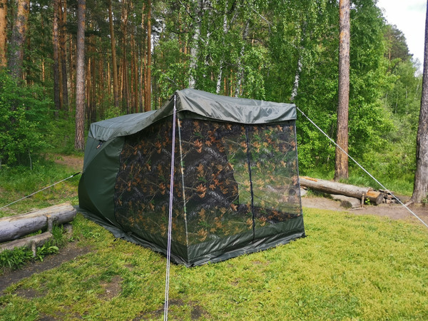 Палатка Пингвин Shelters MrFisher Шелтерс 215 Шатер с москитной сеткой и шторой (хаки)- фото4