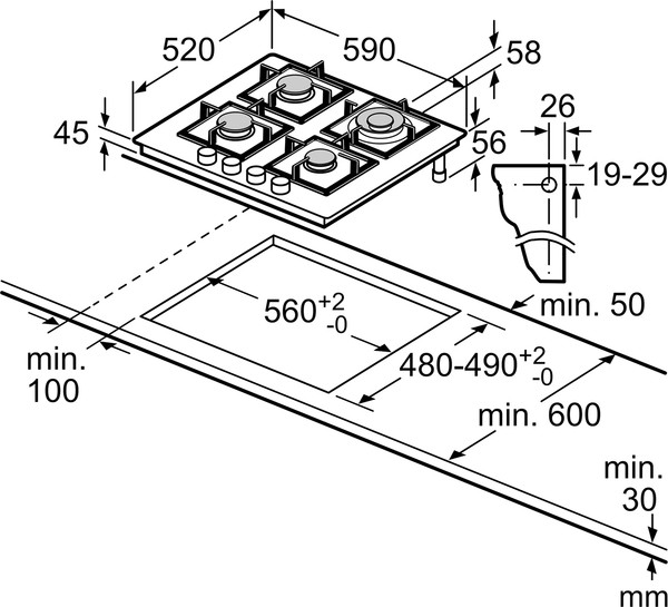 Газовая варочная панель Bosch PNH6B6K40- фото6
