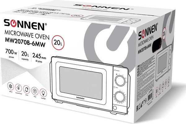 Микроволновая печь Sonnen MW2070B-6MW / 454651 (белый)- фото7