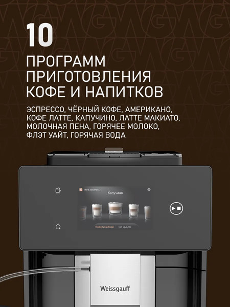Кофемашина Weissgauff WCM-340 TFT Automatic Touch Cappuccino Nero- фото3