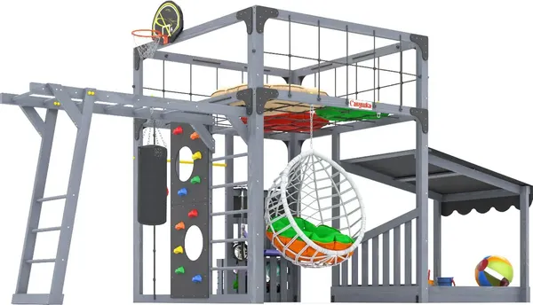 Игровой комплекс Савушка Куб–4 с подушками и качелями Кокон / С-КУБ-04-С-ПДШ-ККН- фото