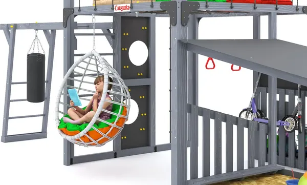 Игровой комплекс Савушка Куб–4 с подушками и качелями Кокон / С-КУБ-04-С-ПДШ-ККН- фото8