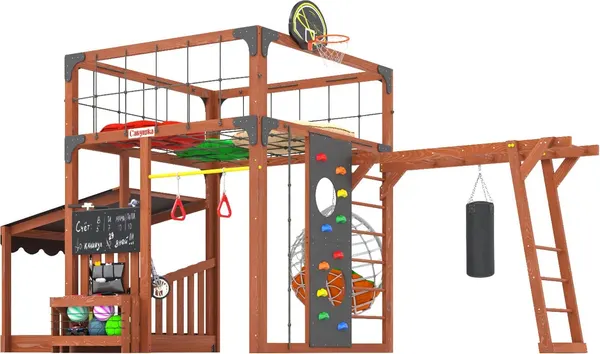 Игровой комплекс Савушка Куб–4 с подушками и качелями Кокон / С-КУБ-04-МХГ-ПДШ-ККН- фото2