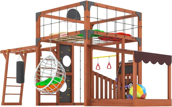 Игровой комплекс Савушка Куб–4 с подушками и качелями Кокон / С-КУБ-04-МХГ-ПДШ-ККН- фото3