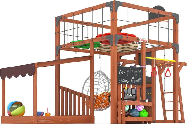 Игровой комплекс Савушка Куб–4 с подушками и качелями Кокон / С-КУБ-04-МХГ-ПДШ-ККН- фото4