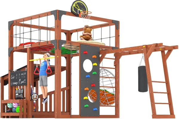 Игровой комплекс Савушка Куб–4 с подушками и качелями Кокон / С-КУБ-04-МХГ-ПДШ-ККН- фото5