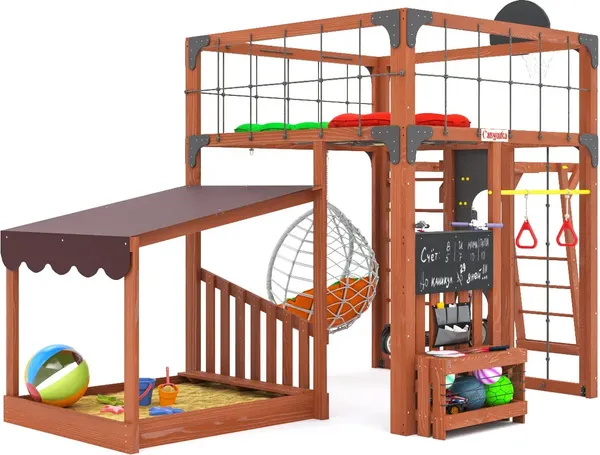 Игровой комплекс Савушка Куб–4 с подушками и качелями Кокон / С-КУБ-04-МХГ-ПДШ-ККН- фото6