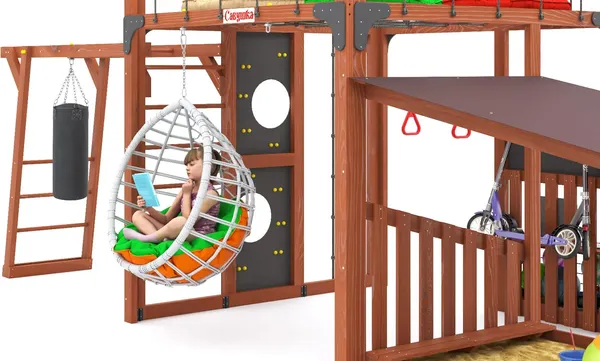 Игровой комплекс Савушка Куб–4 с подушками и качелями Кокон / С-КУБ-04-МХГ-ПДШ-ККН- фото8