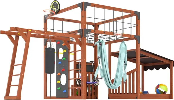 Игровой комплекс Савушка Куб–4 с гамаком для йоги / С-КУБ-04-МХГ-ГМК- фото