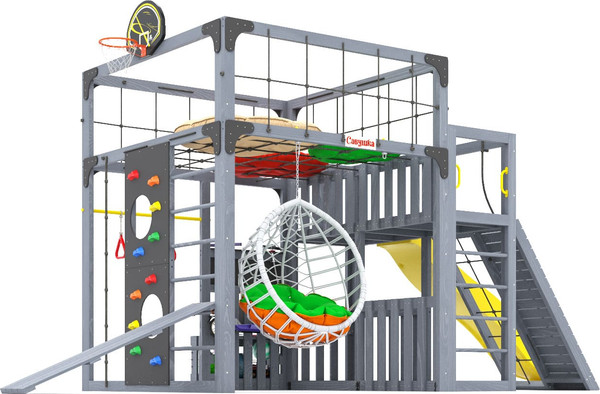 Игровой комплекс Савушка КУб–3 с подушками и качелями Кокон / С-КУБ-03-С-ПДШ-ККН- фото