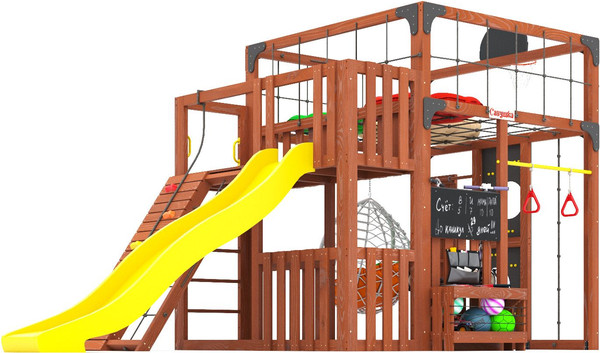 Игровой комплекс Савушка Куб–3 с подушками и качелями Кокон / С-КУБ-03-МХГ-ПДШ-ККН- фото4