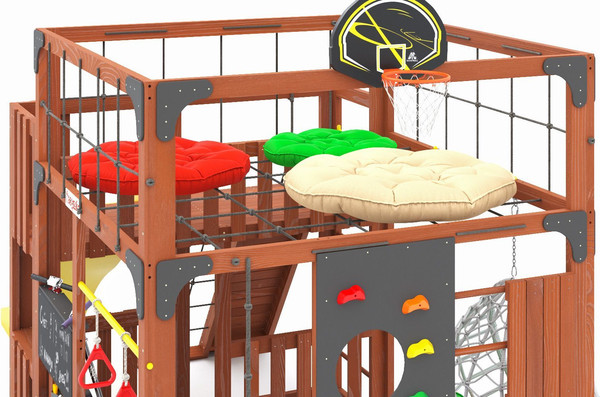 Игровой комплекс Савушка Куб–3 с подушками и качелями Кокон / С-КУБ-03-МХГ-ПДШ-ККН- фото5