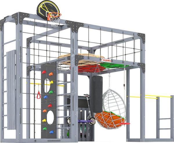 Игровой комплекс Савушка Куб–2 с подушками и качелями Кокон / С-КУБ-02-С-ПДШ-ККН- фото