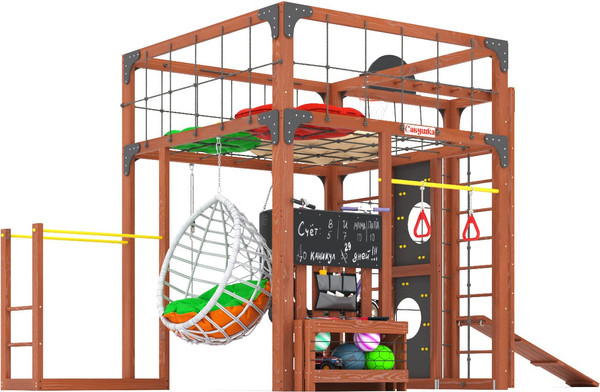 Игровой комплекс Савушка Куб–2 с подушками и качелями Кокон / С-КУБ-02-МХГ-ПДШ-ККН- фото3