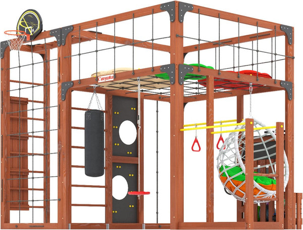 Игровой комплекс Савушка Куб–2 с подушками и качелями Кокон / С-КУБ-02-МХГ-ПДШ-ККН- фото5
