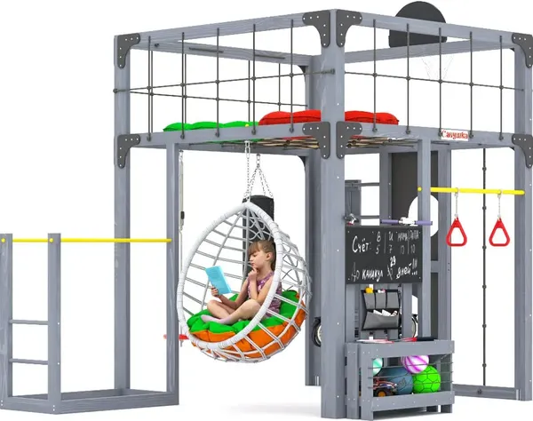 Игровой комплекс Савушка Куб–1 с подушками и качелями Кокон / С-КУБ-01-С-ПДШ-ККН- фото