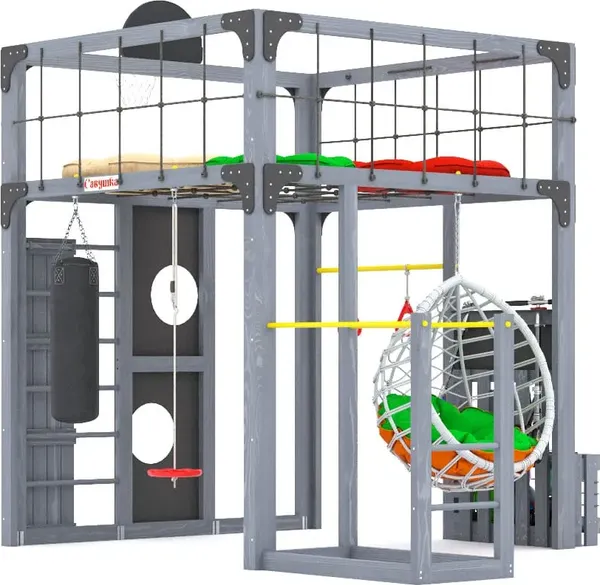 Игровой комплекс Савушка Куб–1 с подушками и качелями Кокон / С-КУБ-01-С-ПДШ-ККН- фото2