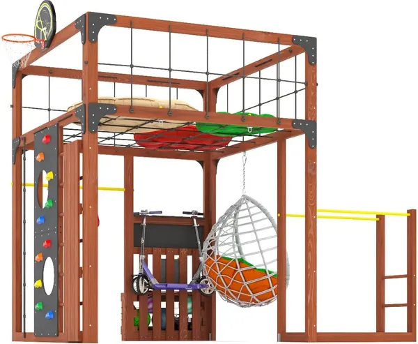 Игровой комплекс Савушка Куб–1 с подушками и качелями Кокон / С-КУБ-01-МХГ-ПДШ-ККН- фото10