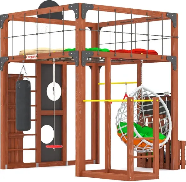 Игровой комплекс Савушка Куб–1 с подушками и качелями Кокон / С-КУБ-01-МХГ-ПДШ-ККН- фото2