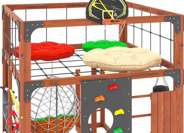 Игровой комплекс Савушка Куб–1 с подушками и качелями Кокон / С-КУБ-01-МХГ-ПДШ-ККН- фото3