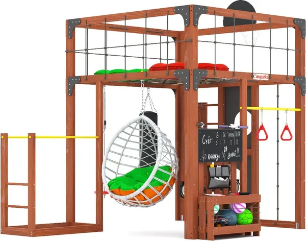 Игровой комплекс Савушка Куб–1 с подушками и качелями Кокон / С-КУБ-01-МХГ-ПДШ-ККН- фото5