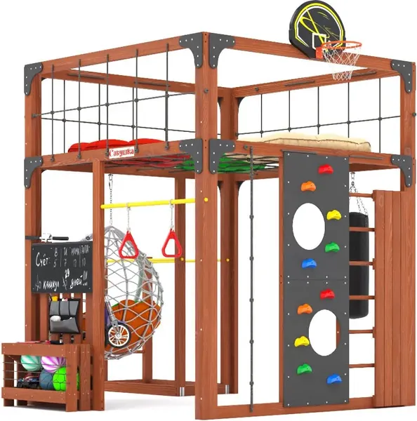 Игровой комплекс Савушка Куб–1 с подушками и качелями Кокон / С-КУБ-01-МХГ-ПДШ-ККН- фото6