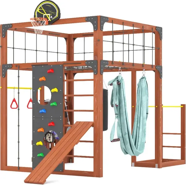 Игровой комплекс Савушка Куб–1 с гамаком для йоги / С-КУБ-01-МХГ-ГМК- фото