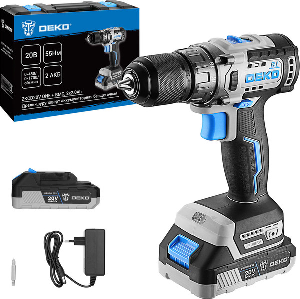 Аккумуляторная дрель-шуруповерт Deko ZKCD20V ONE + 20V / 084-1003- фото