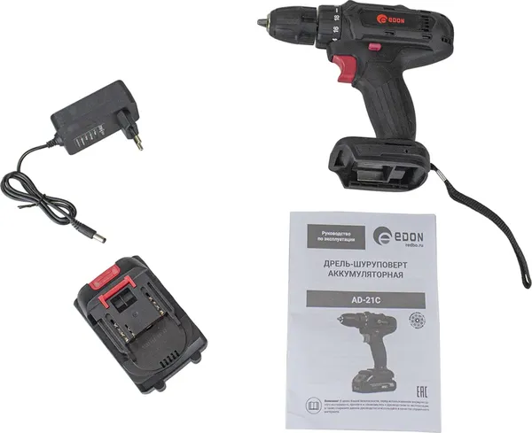 Аккумуляторная дрель-шуруповерт Edon AD-21C / 15419- фото3