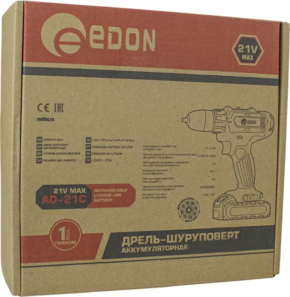 Аккумуляторная дрель-шуруповерт Edon AD-21C / 15419- фото9