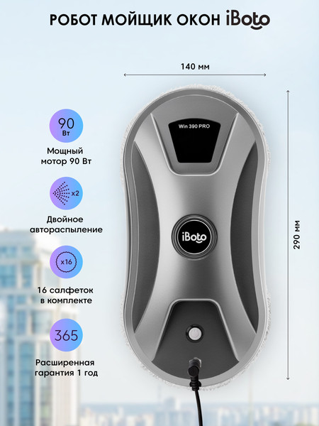 Робот-мойщик окон iBoto Win/390 PRO-WH- фото3