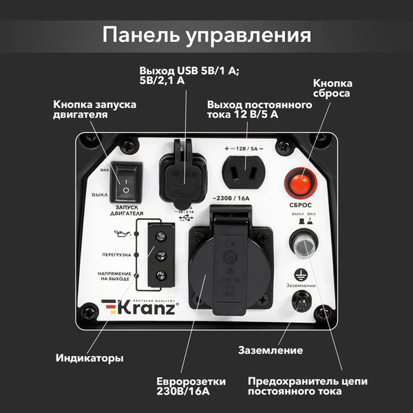 Инверторный генератор Kranz KR1200I / KR-16-1145- фото3