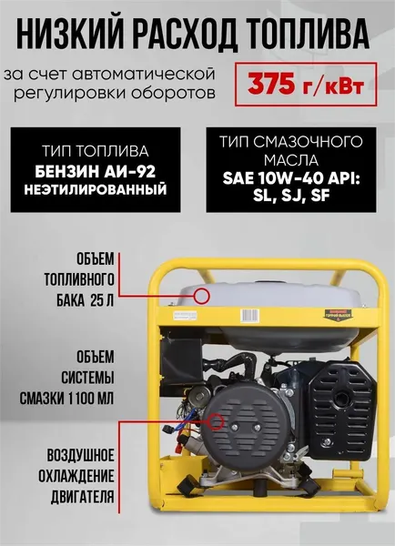 Бензиновый генератор Huter DY 9.5A Grey- фото2