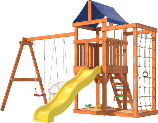 Игровой комплекс National Tree Company Fun Land с сеткой стенкой и плетенным креслом / ДКПМ-4- фото