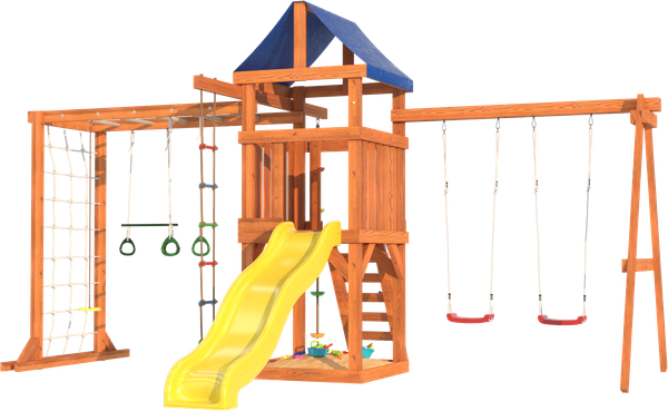 Игровой комплекс National Tree Company Fun Land с сеткой, рукоходом и качелями лодочка / ДКПМ-5- фото