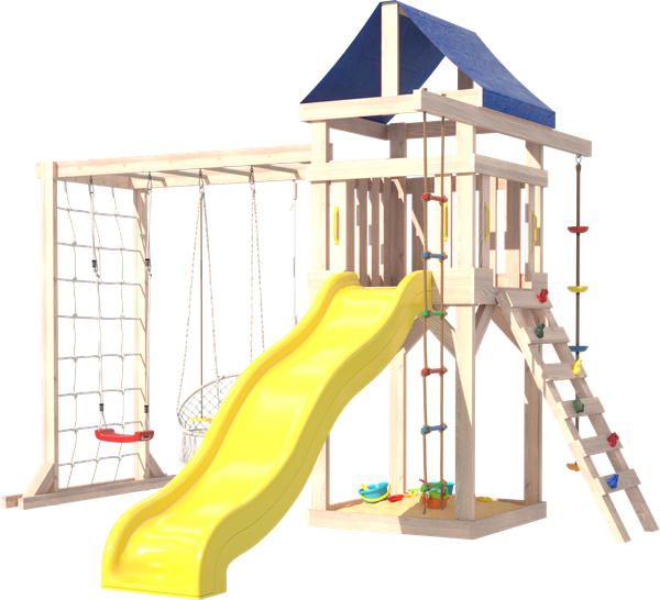 Игровой комплекс National Tree Company Fun Land с сеткой стенкой и плетенным креслом ДНПМ-4- фото