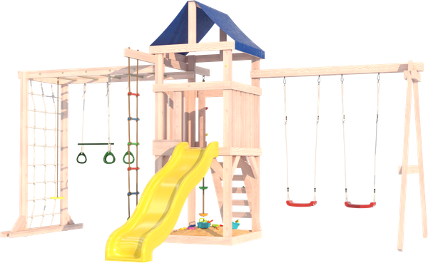 Игровой комплекс National Tree Company Fun Land с сеткой, рукоходом и качелями лодочка ДНПМ-5- фото