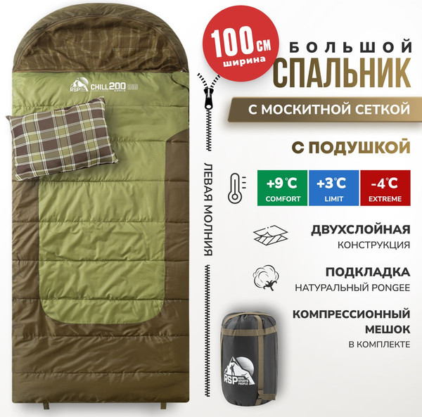 Спальный мешок RSP Outdoor Chill 200 Big / SB-СH-200-BIG-OLGN-L- фото2