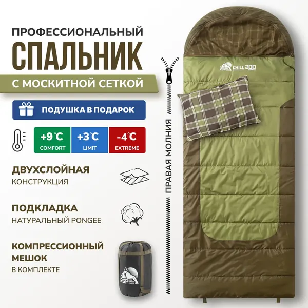 Спальный мешок RSP Outdoor Chill 200 / SB-СH-200-OLGN-R- фото2