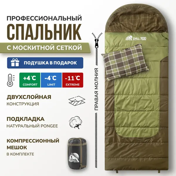 Спальный мешок RSP Outdoor Chill 300 / SB-СH-300-OLGN-R- фото2