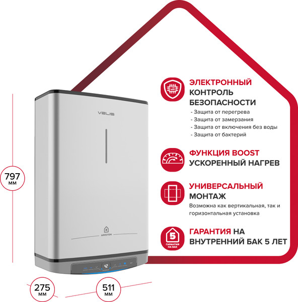 Накопительный водонагреватель Ariston Velis Lux Abse Dry Wifi 50- фото10
