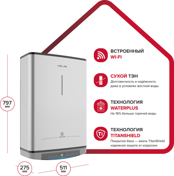 Накопительный водонагреватель Ariston Velis Lux Abse Dry Wifi 50- фото8