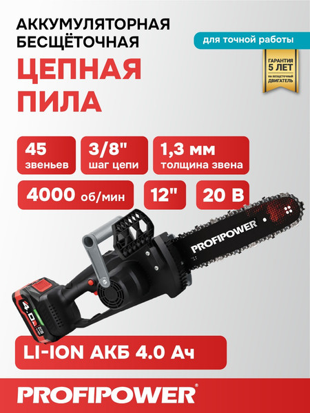 Пила цепная аккумуляторная Profipower MKDUC-20V / E0114- фото2