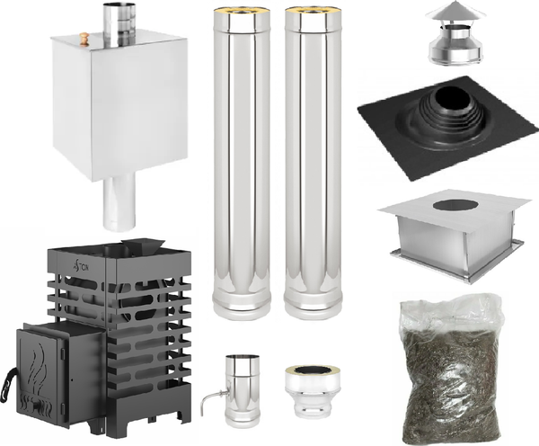 Печь-каменка Везувий Aston 12 + комплект для подключения