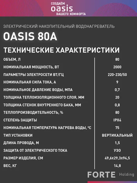 Накопительный водонагреватель Oasis 80А- фото8