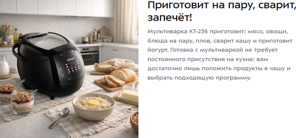 Мультиварка-скороварка Kitfort КТ-236- фото2