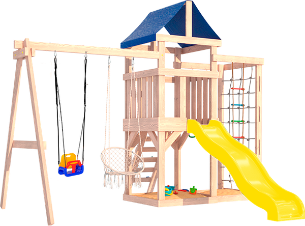 Игровой комплекс National Tree Company Со стенкой для лазания, качелями и плетенным креслом / ДНПМ-10- фото2