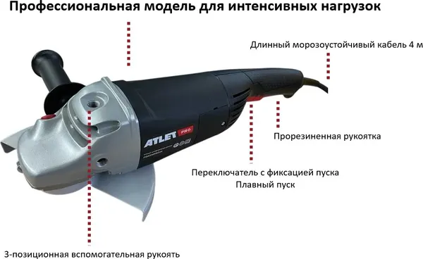 Угловая шлифовальная машина Atlet PGA230PRO22- фото2
